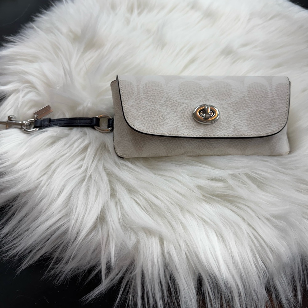 Coach white glasses case